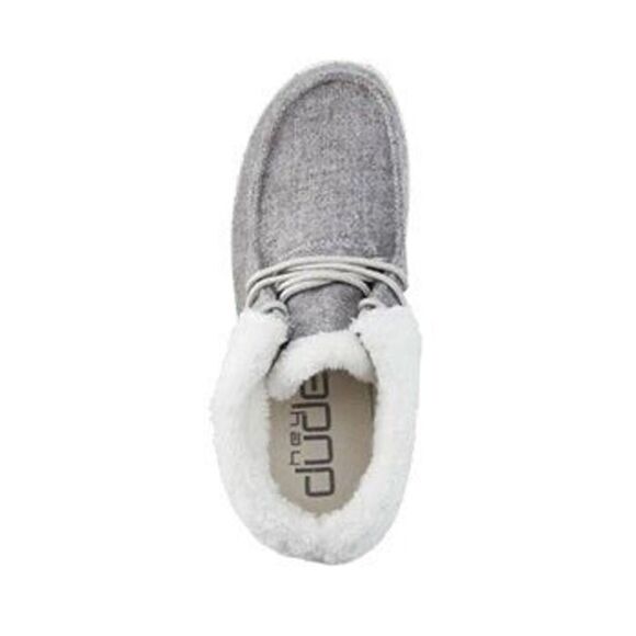 Hey Dude Britt Ankle Fold Casual‎ Bootie Faux Fur Lace-Up Grey Women's 11 - Picture 1 of 14